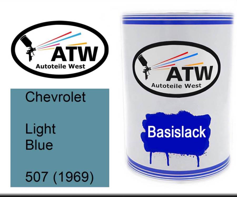 Chevrolet, Light Blue, 507 (1969): 500ml Lackdose, von ATW Autoteile West.